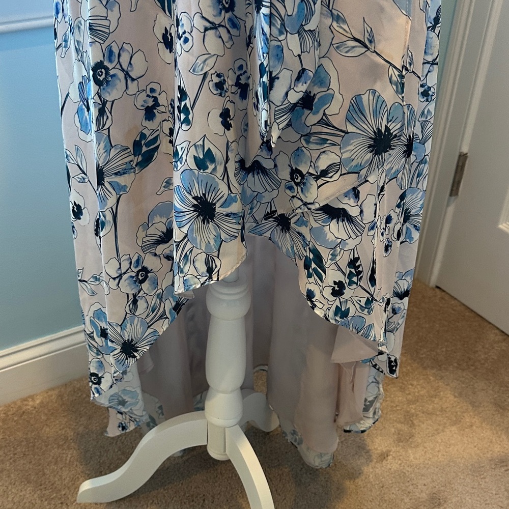Parker Blue and White Floral High Low Dress - Picture 5 of 6